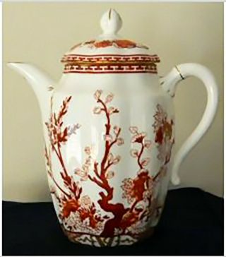 Vintage Coalport Indian Tree Coral Scalloped Coffee Pot
