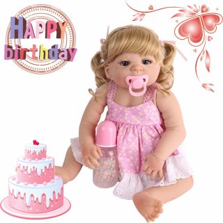 23 " Anatomically Girl Reborn Dolls Lifelike Baby Full Body Silicone Newborn Gift