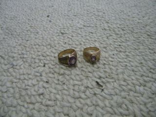Vintage 14k Yellow Gold Rings With Purple Stones