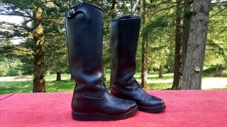 Vtg 18 " Tall Wesco Police Motorcycle Boots Black Leather Authentic Usa Sz 9 - 10 ?