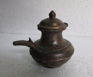 Vintage Old Hand Crafted Unique Shape Solid Brass Holy Water Pot Collectible