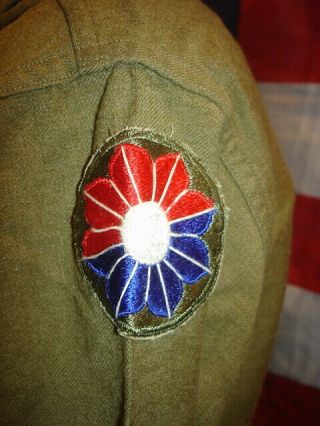 Wwii Us Od Flannel Uniform Shirt With Embellished 9th Division Patch