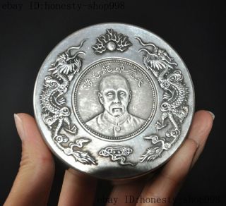 Old Chinese Tibet Silver Fengshui Dragon Beast Money Coin Lucky Statue Box Boxes