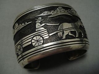 One Of Biggest Vintage Navajo Thomas Singer Sterling Silver Bracelet Old Cuff