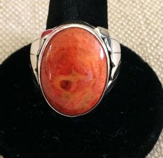 Coral In Sterling Silver Ring Size 10