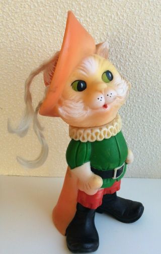 Vintage Authentic Russian Rubber Toy Puss In Boots Cat Kitty Ussr Soviet Rarity