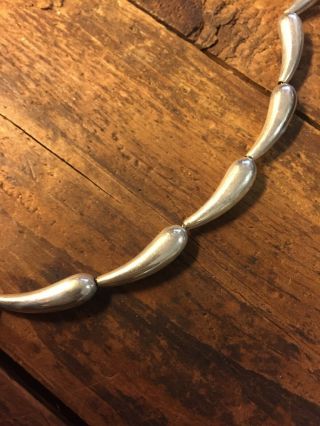 Vtg Sterling Silver Chili Pepper Link Necklace 20 " Unique Modernist Jewelry