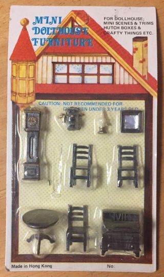 Mini Dollhouse Furniture Micro Living Room Set 1970’s Hong Kong Miniature Toy