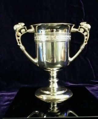 Antique Rabbit Trophy Easter Silver Quadruple Plate Simpson Hallmiller Bunny Cup