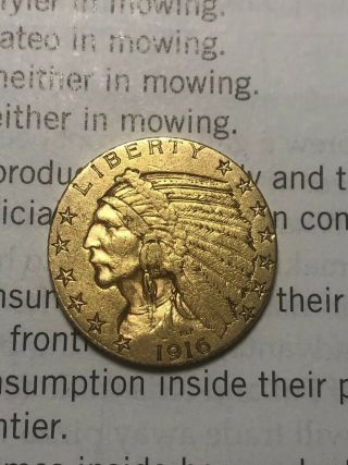 1916 - S Rare Gold Indian Half Eagle Uncleaned