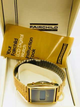Fairchild 1970 ' s Men ' s LCD Digital Vintage Watch w/ Box & Papers Brown Dial 5
