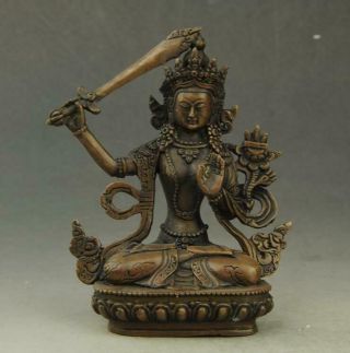Chinese Old Fengshui Copper Hand - Carved Kwan - Yin Avalokitesvara Statue C02