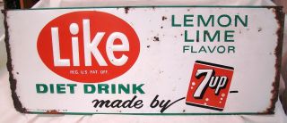 Vintage Like Diet Soda By Seven Up 7up 1965 Tin Embossed Sign