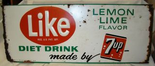 Vintage Like diet Soda by Seven up 7up 1965 Tin Embossed sign 2