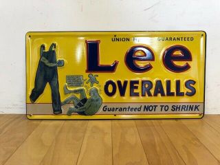 Vintage Embossed Lee Overalls Sign