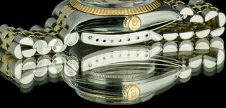 Mens Rolex Watch Datejust 16013 18k Gold & Steel MOP Emerald Roman Num Diamonds 5