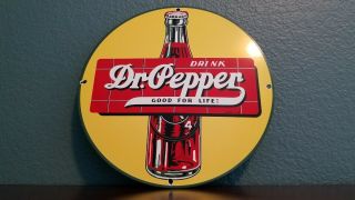 Vintage Dr Pepper Porcelain Gas Soda Beverage Drink Coca Cola Bottles Sign