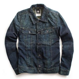 G - Star Raw Destroy Rider Wash Leaff Denim Blue Jeans Jacket Blazer Size Large