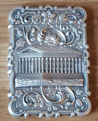 American Sterling Silver Vintage Victorian Antique Parthenon Card Case Box
