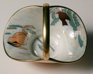 Vintage Art Deco NORITAKE 6 PIECE BASKET SET - Wild Iridescent with Swan & Bird 5