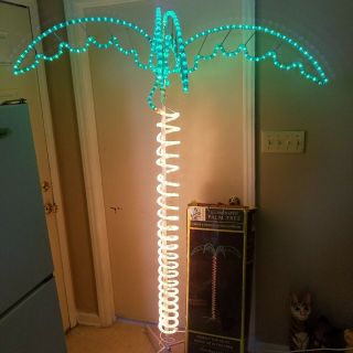 Illuminated Palm Tree Made By Garden 7 Ft With Rope Lighting Stand Vintage