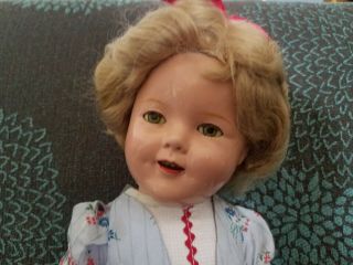 Vintage 1930s Ideal 16 Inch Composition Shirley Temple Doll