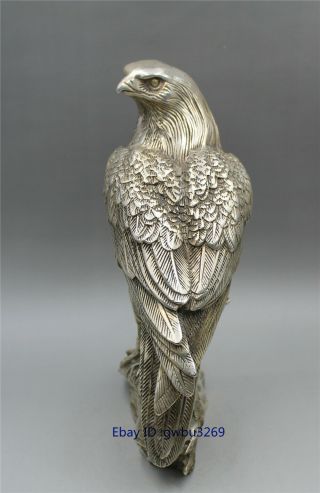 Collectible Decorated Old Tibet Silver Statue Handwork Carved Eagle