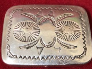 Vintage Navajo Sterling Silver Traditional Hand Stamped Pill/ Snuff Box 21.  02g