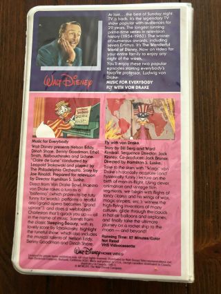 the Wonderful World of Disney music for eveybody fly with von drake vhs rare 2