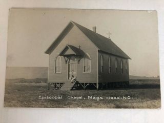 Vintage 1916 Real Photo Postcard Nags Head Nc Episcopal Chapel Rare