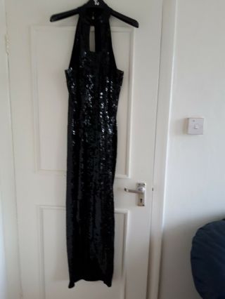 Vintage Frank Usher Black Sequin Long Evening Gown Uk Size 12 - 14