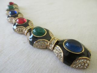 Vintage CINER Moghul Multi Color Glass Cabochon Rhinestone Bracelet & Earrings 3