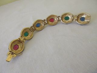 Vintage CINER Moghul Multi Color Glass Cabochon Rhinestone Bracelet & Earrings 5