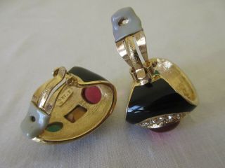 Vintage CINER Moghul Multi Color Glass Cabochon Rhinestone Bracelet & Earrings 8