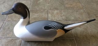 Charlie Joiner Signed Hunting Pintail Duck Decoy Full Size Solid Body