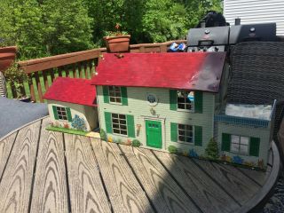Vintage Large 38  X 12  Tin Metal Play Doll House W 40,  Furniture 2 Story Marx