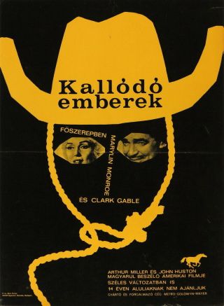 Vtg Orig.  Movie Poster KallÓdÓ Emberek / The Misfits Usa - 1964 Gable Monroe