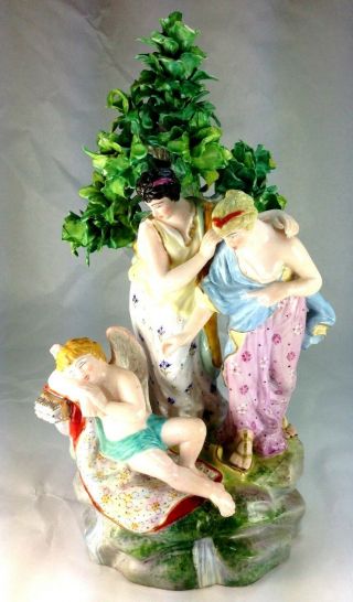 Antique Stephenson & Hancock Derby Porcelain Figurine " Venuses With Cupid " 1860