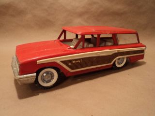 Vintage Buddy L Ford Country Squire Woody Station Wagon & Teepee Camper - Steel 2