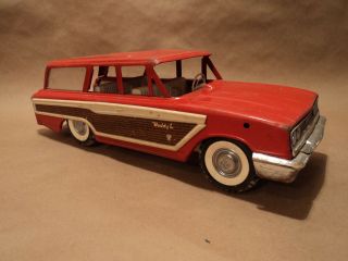 Vintage Buddy L Ford Country Squire Woody Station Wagon & Teepee Camper - Steel 3