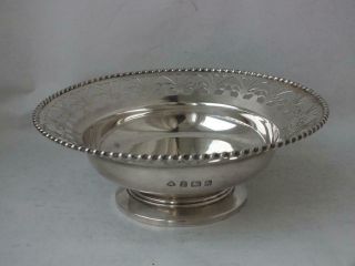 Art Deco Pierced Rim Solid Sterling Silver Bowl 1937/ Dia 13.  5 Cm/ 104 G