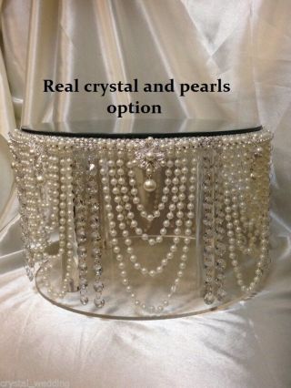 Vintage Pearl & Crystal Cake Stand For Wedding Cakes Gold Or Silver Tone Option