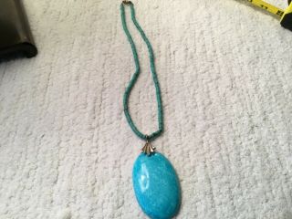 Vintage Turquoise And Silver Necklace Turquoise Pendant Turquoise Beads