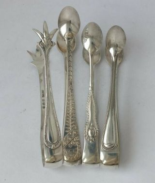 4 Pairs Of English Hallmarks Solid Sterling Silver Sugar Tongs/ 99 G