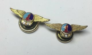2 Vintage Enamel Eastern Airlines 10 & 20 Yr Captains Pins 10k