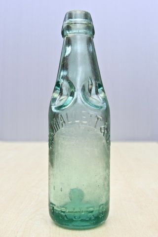 Vintage C1880s Mallett Co Truro Cornwall Codds Premier Patent 10oz Codd Bottle