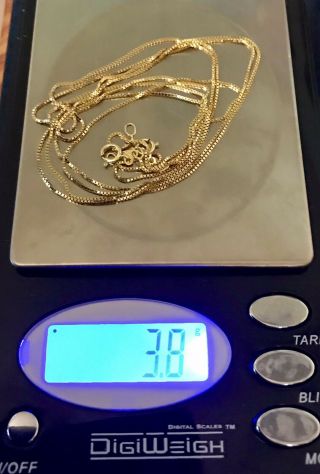 2 - Vintage 14k Gold 20” Box Link Chain Italy 3.  8 Grams