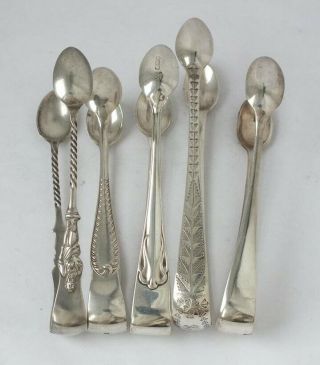 5 Pairs Of English Hallmarks Solid Sterling Silver Sugar Tongs/ 127 G