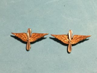 Early Us Army Air Corps Officer Collar Wings Between Ww1 Ww2