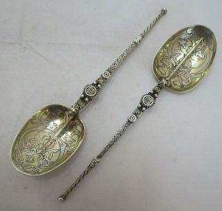 Pair Antique Edwardian Sterling Silver Annointing Spoons,  1901,  88 Grams